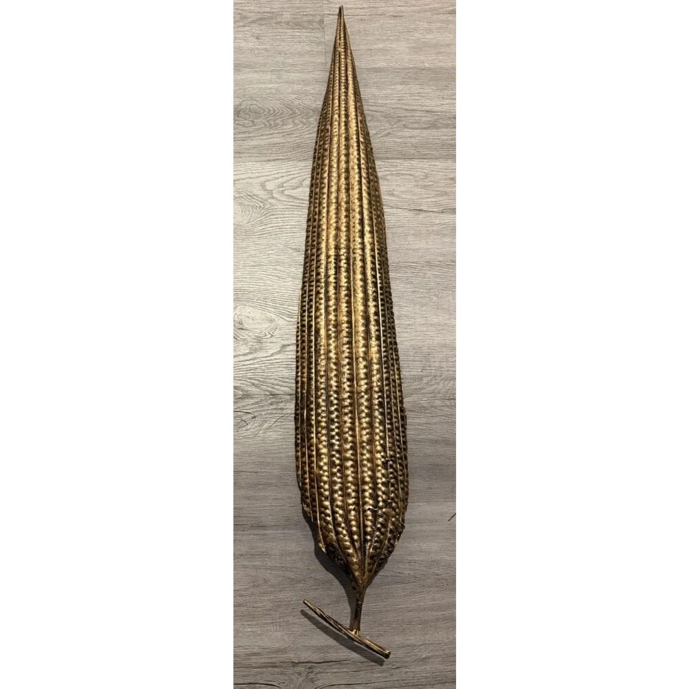 Home Decor 2 Metal Leaf Ornament 40” & 33.5”, Gold And Silver